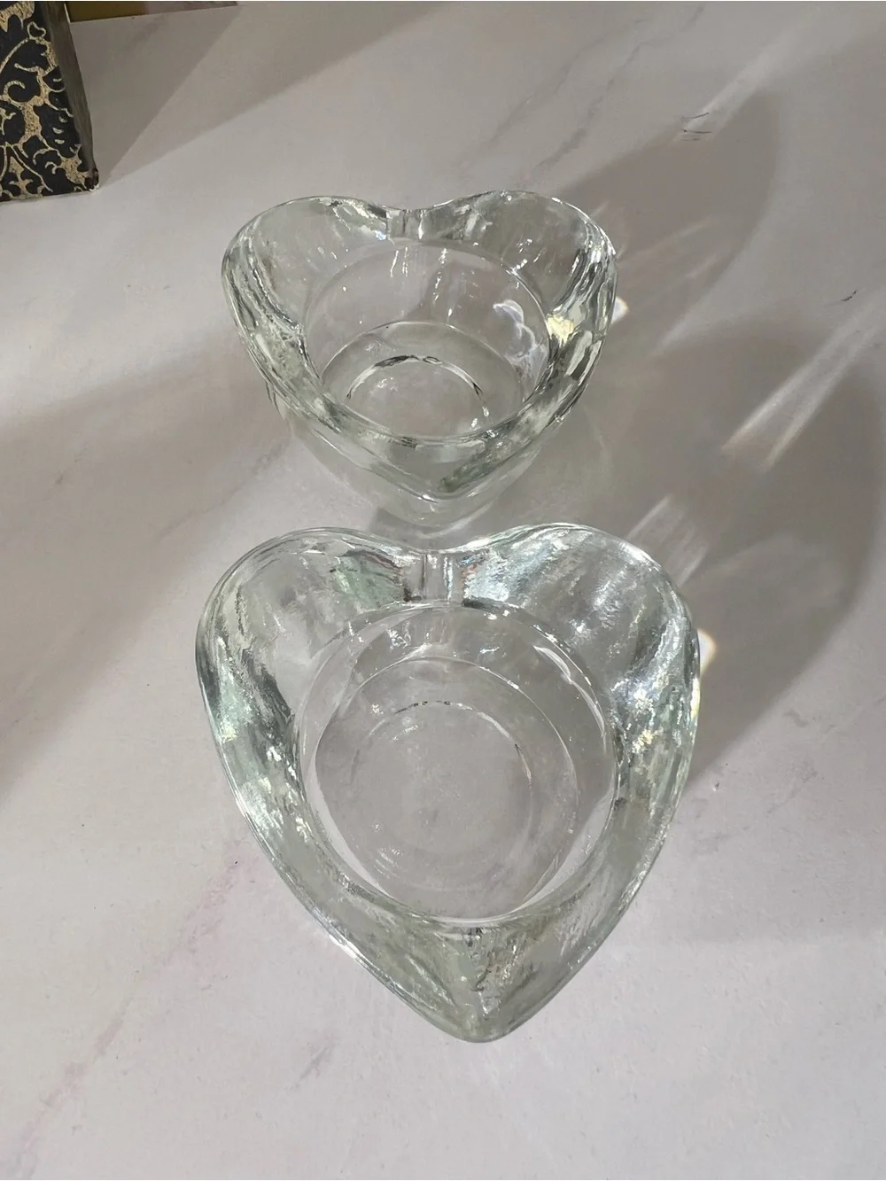 2 Heart-Shaped Glass Votive Candle Holders